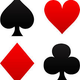 The four suits of a deck of playing cards